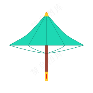 手绘卡通古代清明节绿色雨伞
