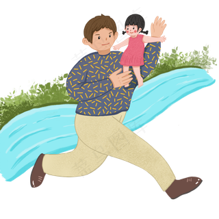 父亲节巨大的爸爸女儿坐在爸爸肩