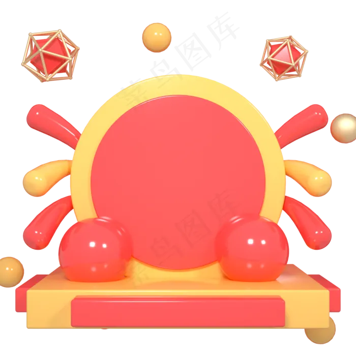 618年中大促舞台C4D红黄色(2000*2000px 300 dpi )