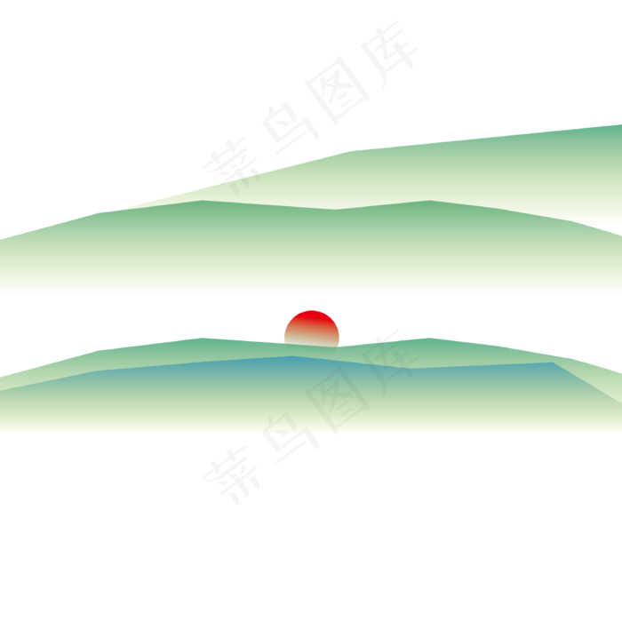 山水水墨矢量插画