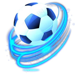 蓝色漂亮特效世界杯足球火球,免抠元素