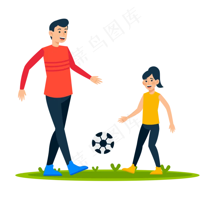 父亲节父女踢球玩耍人物素材(2000X2000(DPI:300))psd模版下载