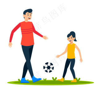 父亲节父女踢球玩耍人物素材