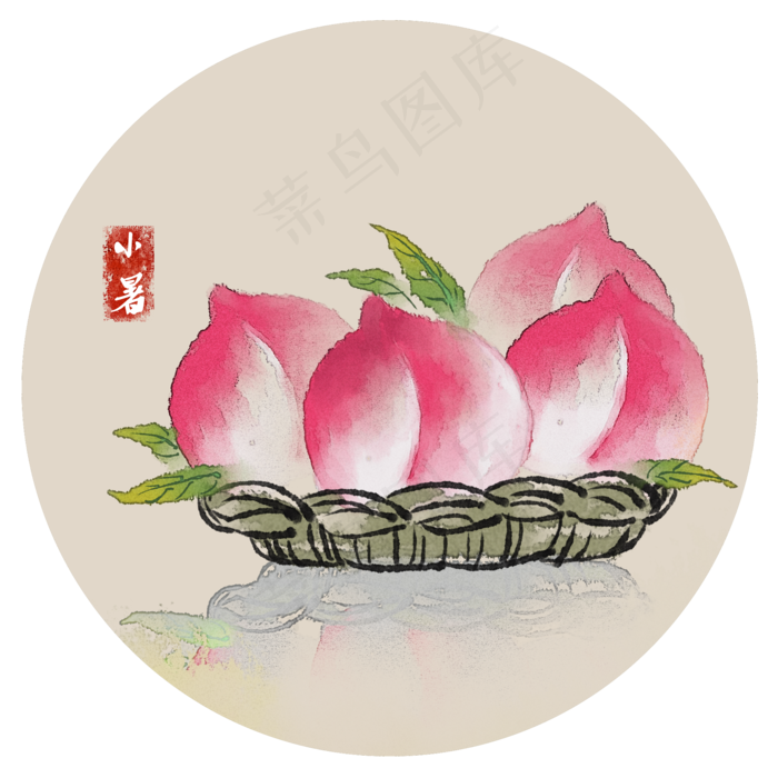 小暑蜜桃时令水果24节气(2000X2000(DPI:300))psd模版下载
