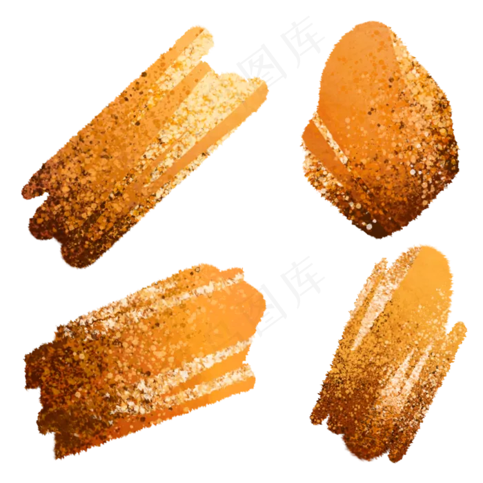 金箔装饰橘黄色水彩色块,免抠元素(2000X2000(DPI:300))psd模版下载