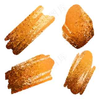 金箔装饰橘黄色水彩色块,免抠元素