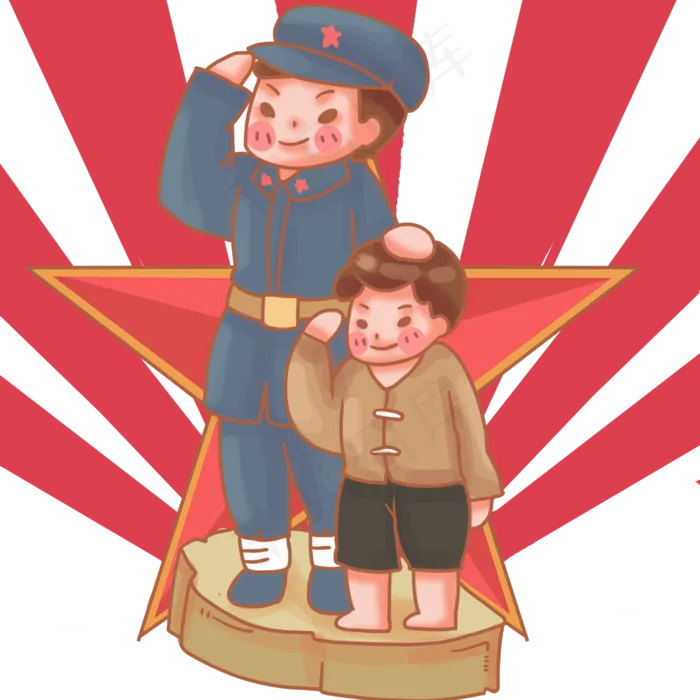 红星敬礼中的复古革命军人(2000X2000(DPI:300))psd模版下载