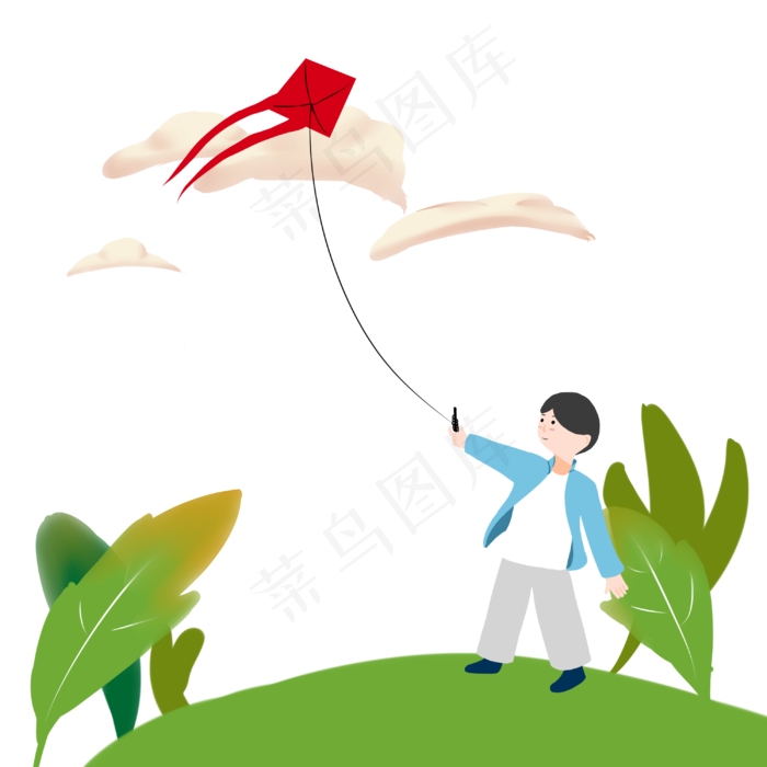 清明节男孩户外放风筝
