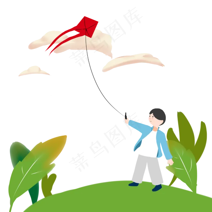 清明节男孩户外放风筝