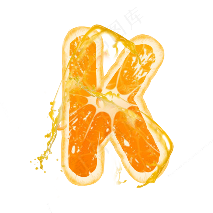 橙子橙汁橙色PSD字母K