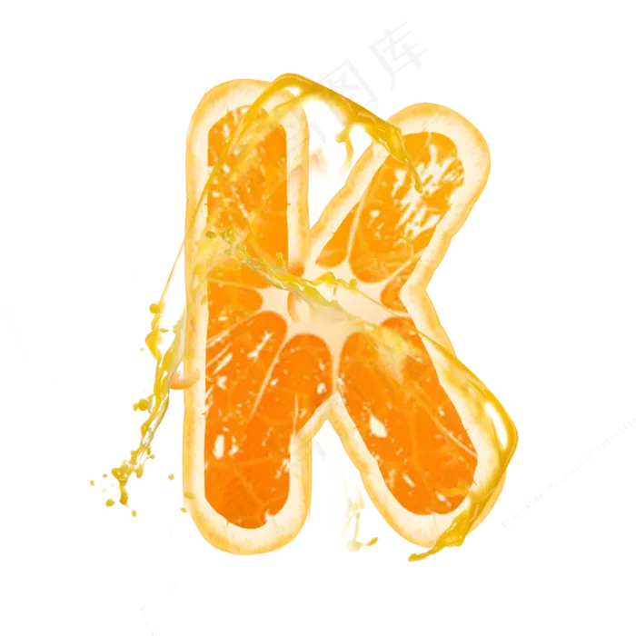 橙子橙汁橙色PSD字母K(3000X3000(DPI:300))psd模版下载