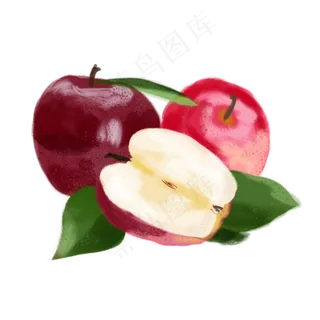 水彩小清新水果苹果