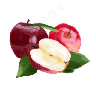 水彩小清新水果苹果