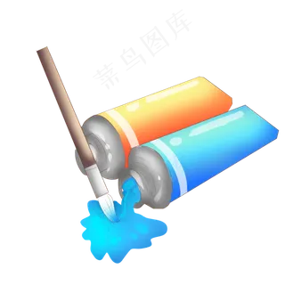 蓝色黄色颜料绘画