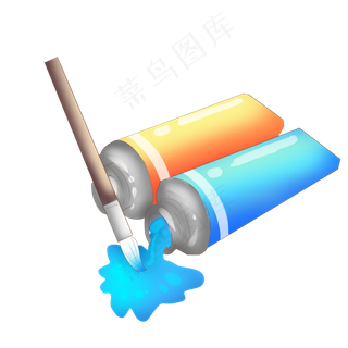 蓝色黄色颜料绘画