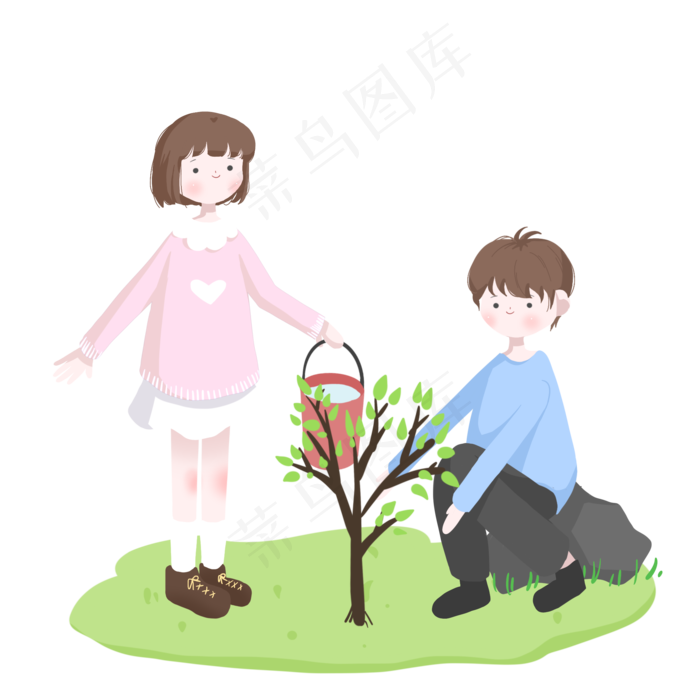 植树节大家一起栽种小树(2100X2100(DPI:300))psd模版下载