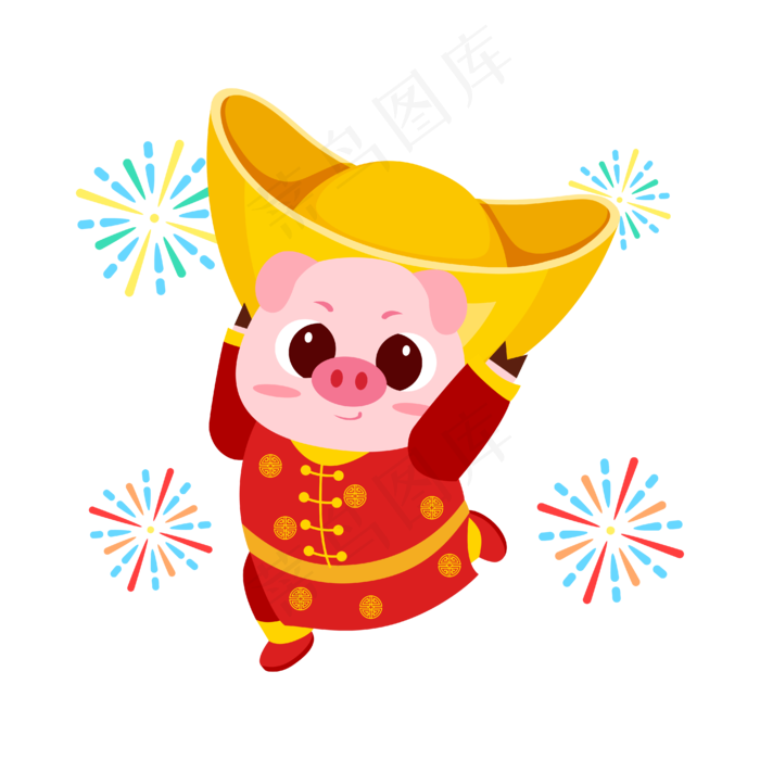 矢量手绘卡通猪年,免抠元素