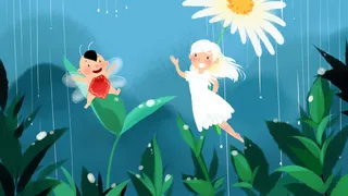 卡通手绘风2.19雨水二十四节气配图