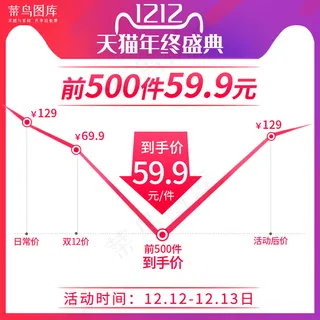 双十二年终盛典渐变价格曲线电商主图