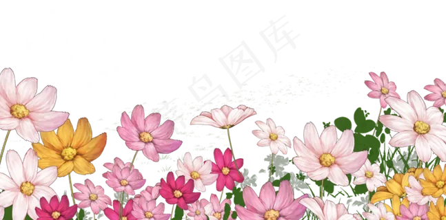 粉红色黄色可爱花丛花朵