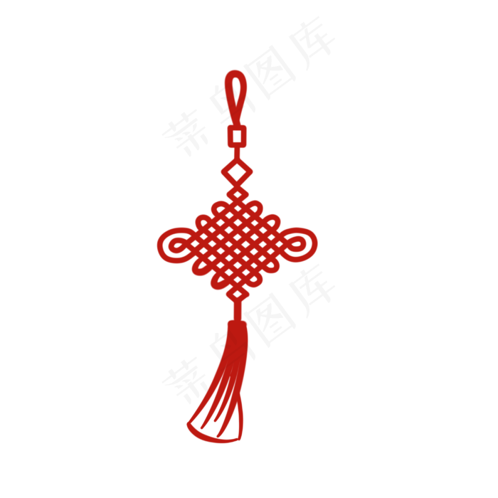 红色扁平化中国结,免抠元素