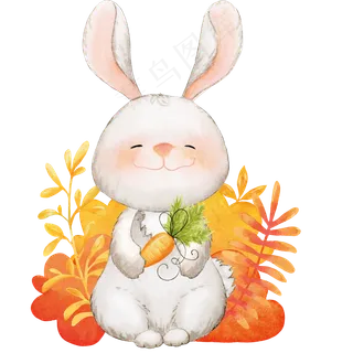 立秋吃萝卜的小兔子,免抠元素