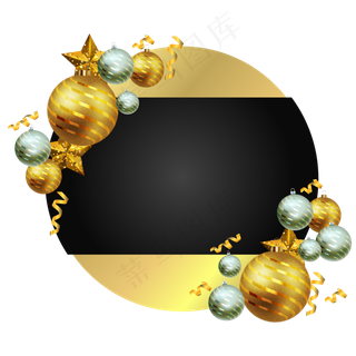 圣诞节圣诞球边框装饰,免抠元素