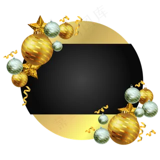 圣诞节圣诞球边框装饰,免抠元素