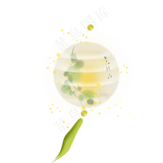 绿色树叶圆形纸灯,免抠元素