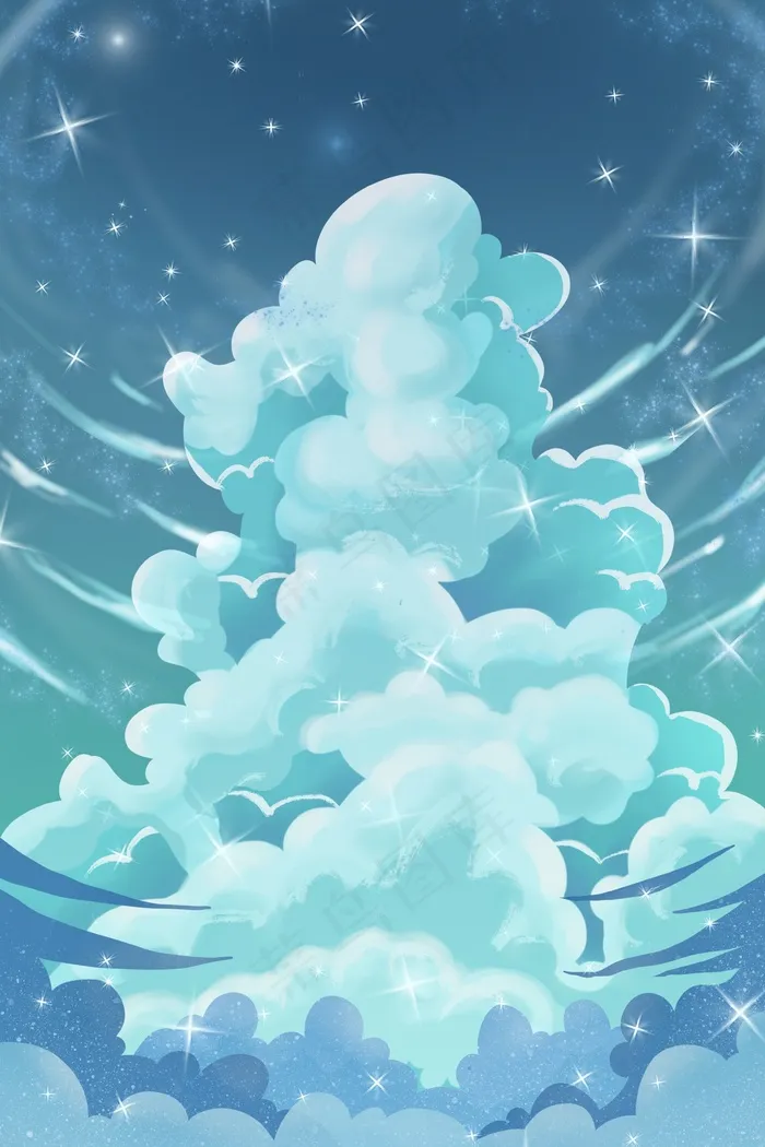 小清新治愈系星空白云(3545*5315px 300 dpi )psd模版下载
