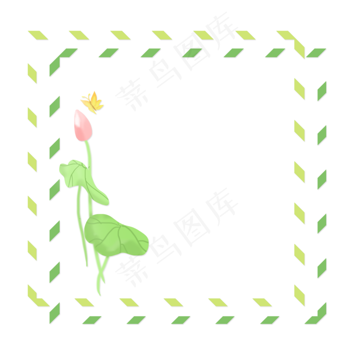 春夏荷花边框png素材(2000X2000(DPI:300))psd模版下载
