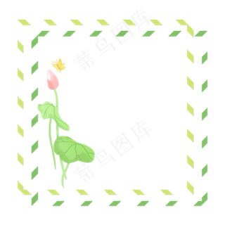 春夏荷花边框png素材