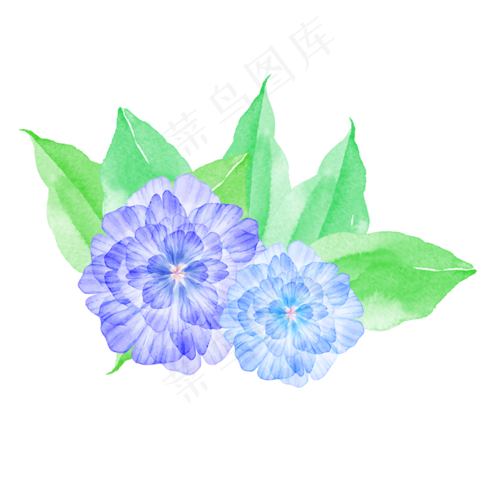 手绘水彩免扣花朵