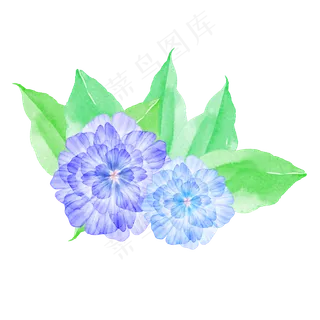 手绘水彩免扣花朵