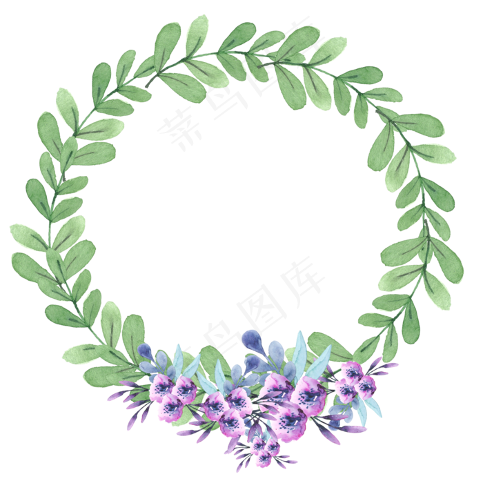 绿色叶子花朵边框(2000X2000(DPI:300))psd模版下载