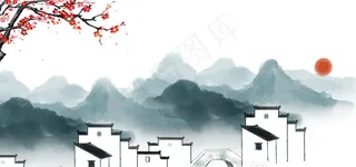 复古中国风江南庭院PSD素材