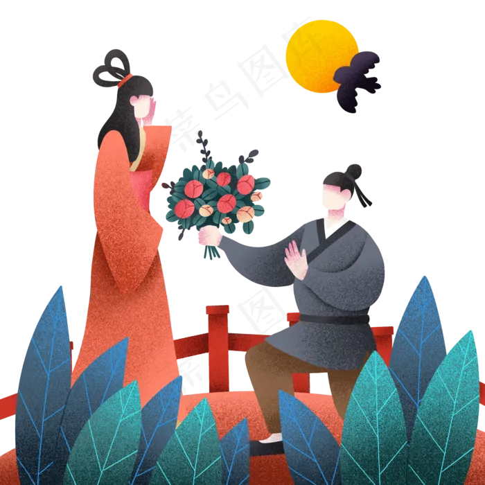 七夕送花人物(2000X2000(DPI:300))psd模版下载