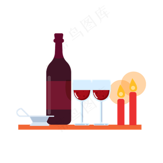矢量手绘卡通红酒酒杯,免抠元素