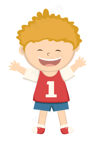 水彩手绘打招呼的小男孩