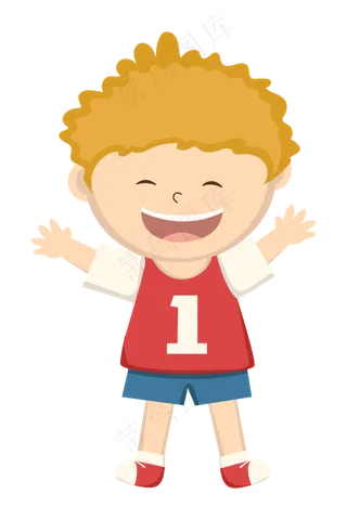 水彩手绘打招呼的小男孩