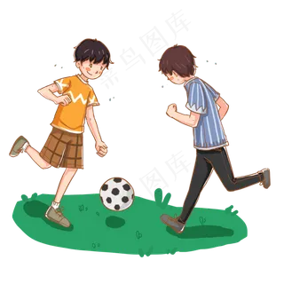 运动健身踢足球男孩们玩耍,免抠元素