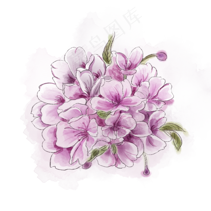 樱花唯美紫色花朵清新春天PNG,免抠元素