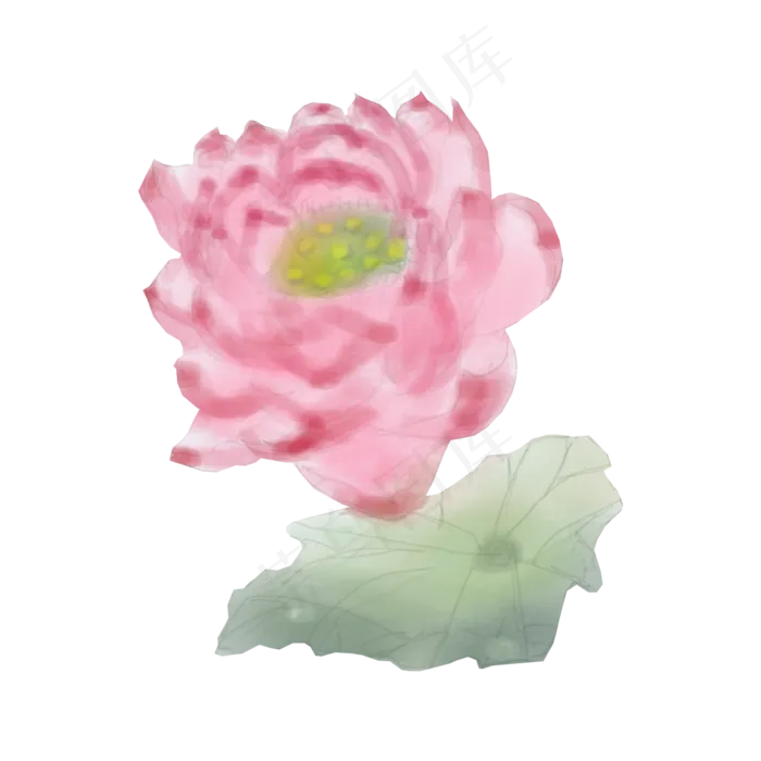 中国风水墨荷花卡通手绘免抠png(2000X2000(DPI:300))psd模版下载