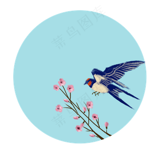 春季清明节降落枝头的燕子