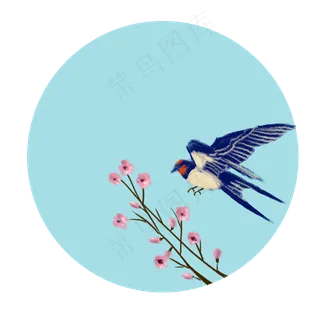 春季清明节降落枝头的燕子