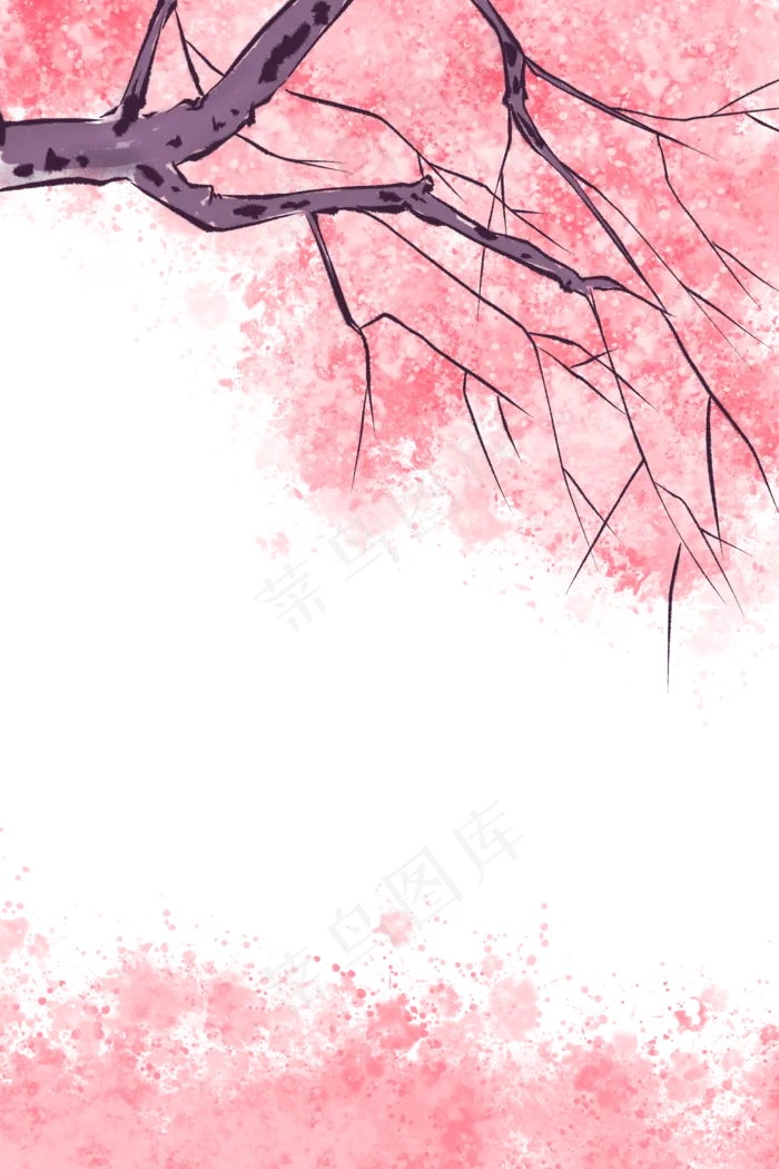 浪漫情人节粉色樱花树,免抠元素