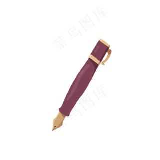 手绘复古卡通钢笔