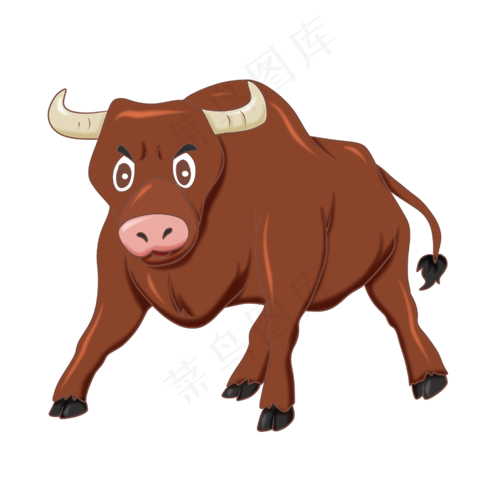 红色奔跑公牛,免抠元素