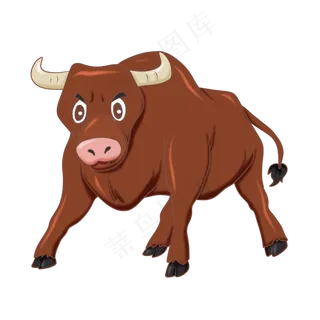 红色奔跑公牛,免抠元素