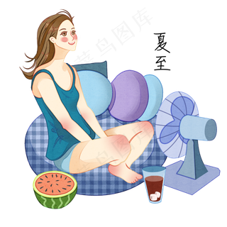 夏至吹风扇女孩